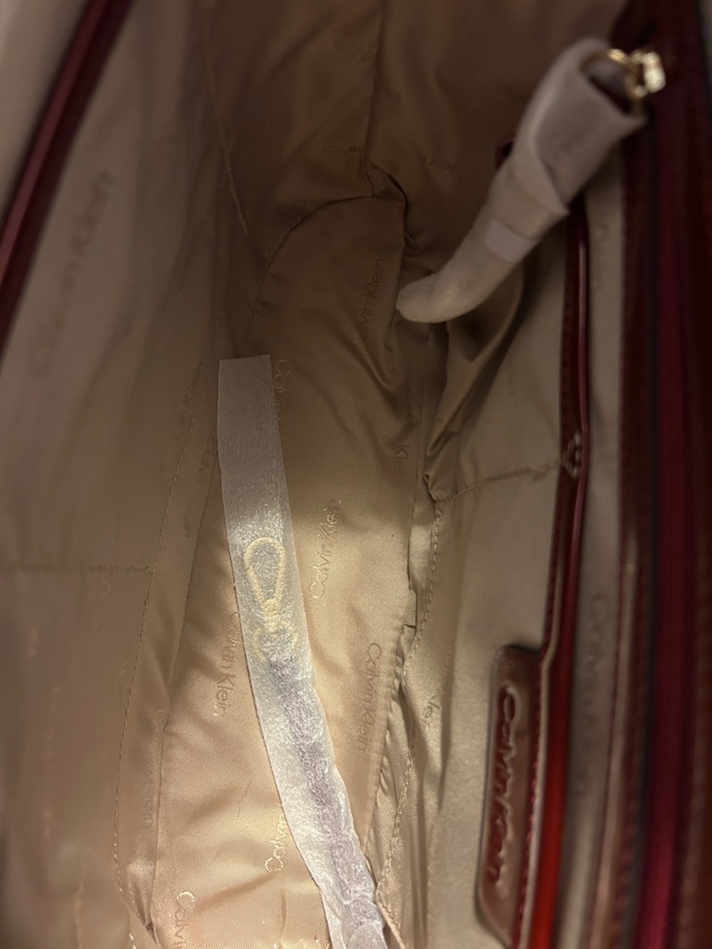Calvin Klein Cherry Red Patent-Trim Tote - Picture 4 of 7